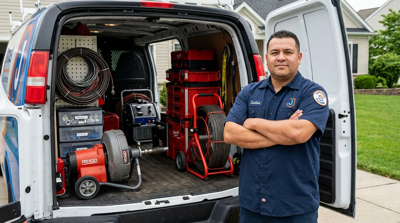 Professional drain cleaning equipment and Johns Plumbing LLC plumber in Fishkill
