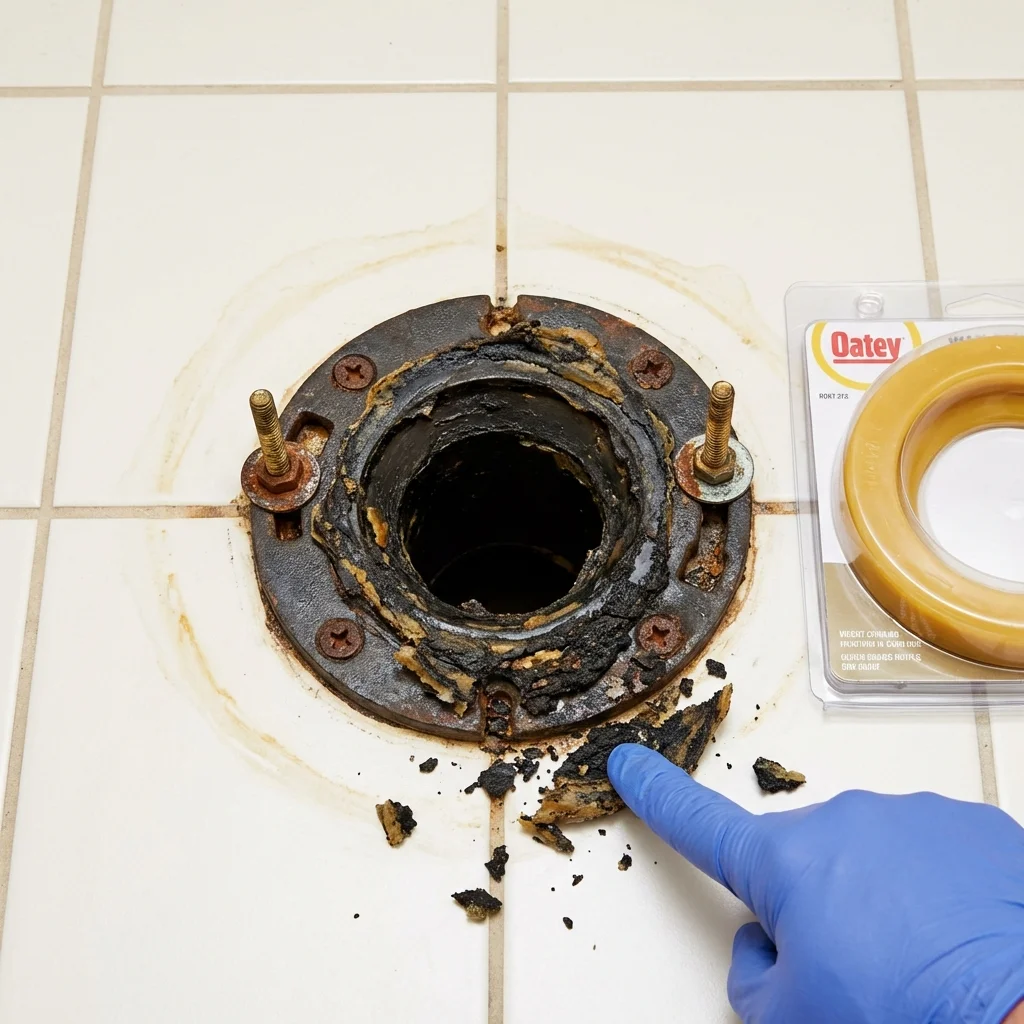 Failed wax ring showing water seepage at the base of a toilet in a Fishkill, NY home